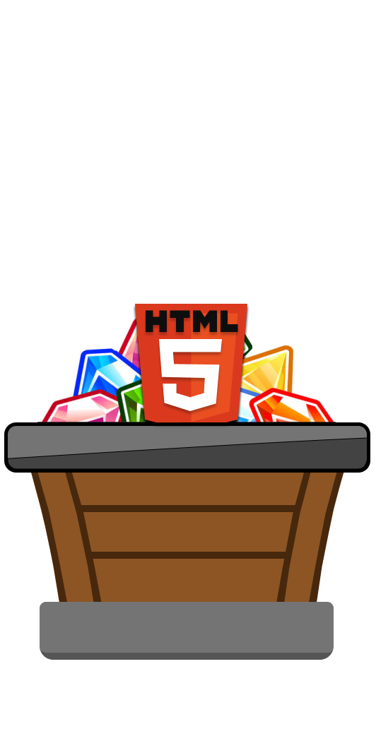 an animated cart moving from left to right with an HTML logo inside the cart