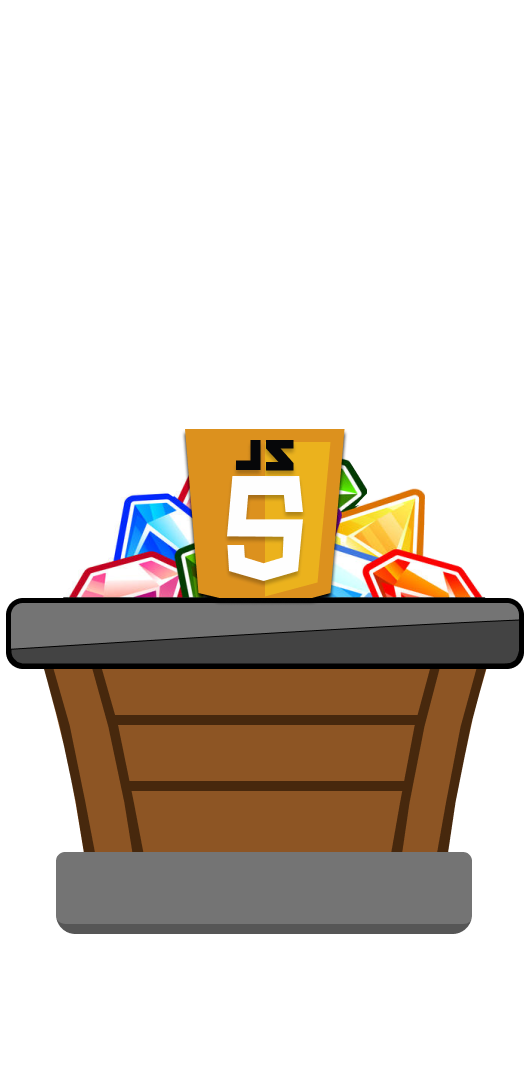 an animated cart moving from left to right with an JavaScript logo inside the cart